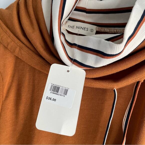 🆕 The Nines ginger and spice striped cowl neck top long sleeve NWT size small - Picture 3 of 9